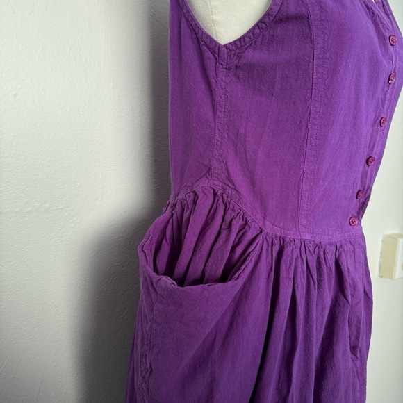 Vintage 90s Happy Legs Dress M Boho Lagenlook Purple Artsy Ren Fair Goblin Fairy - Picture 3 of 6